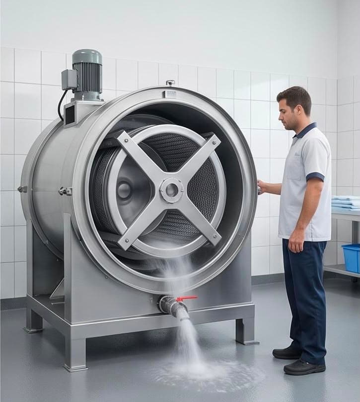 Industrial washing machine with front-loading drum for commercial use